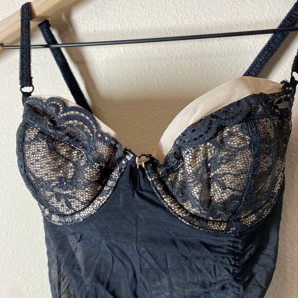 Victoria's Secret Women's Black Lace Sheer Lingerie Slip Chemise Size 34B - Picture 3 of 11